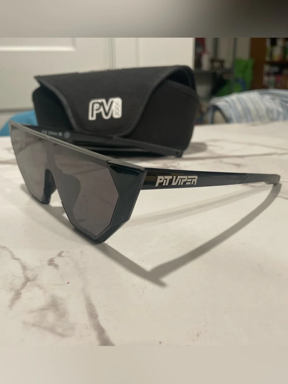 Pit Viper 2000 Black Futuristic Pointy Sunglasses